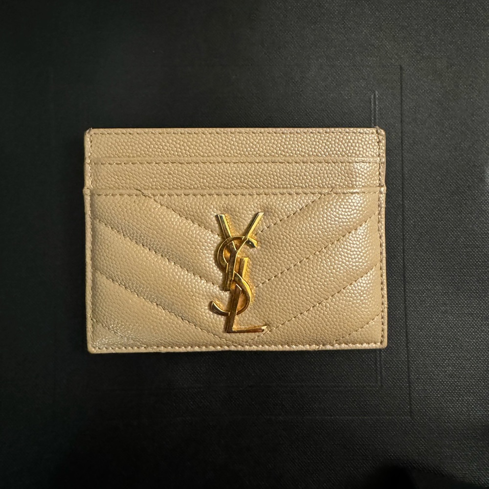 [USED] YSL CASSANDRE MATELASSÉ CARD CASE IN GRAIN DE POUDRE EMBOSSED LEATHER